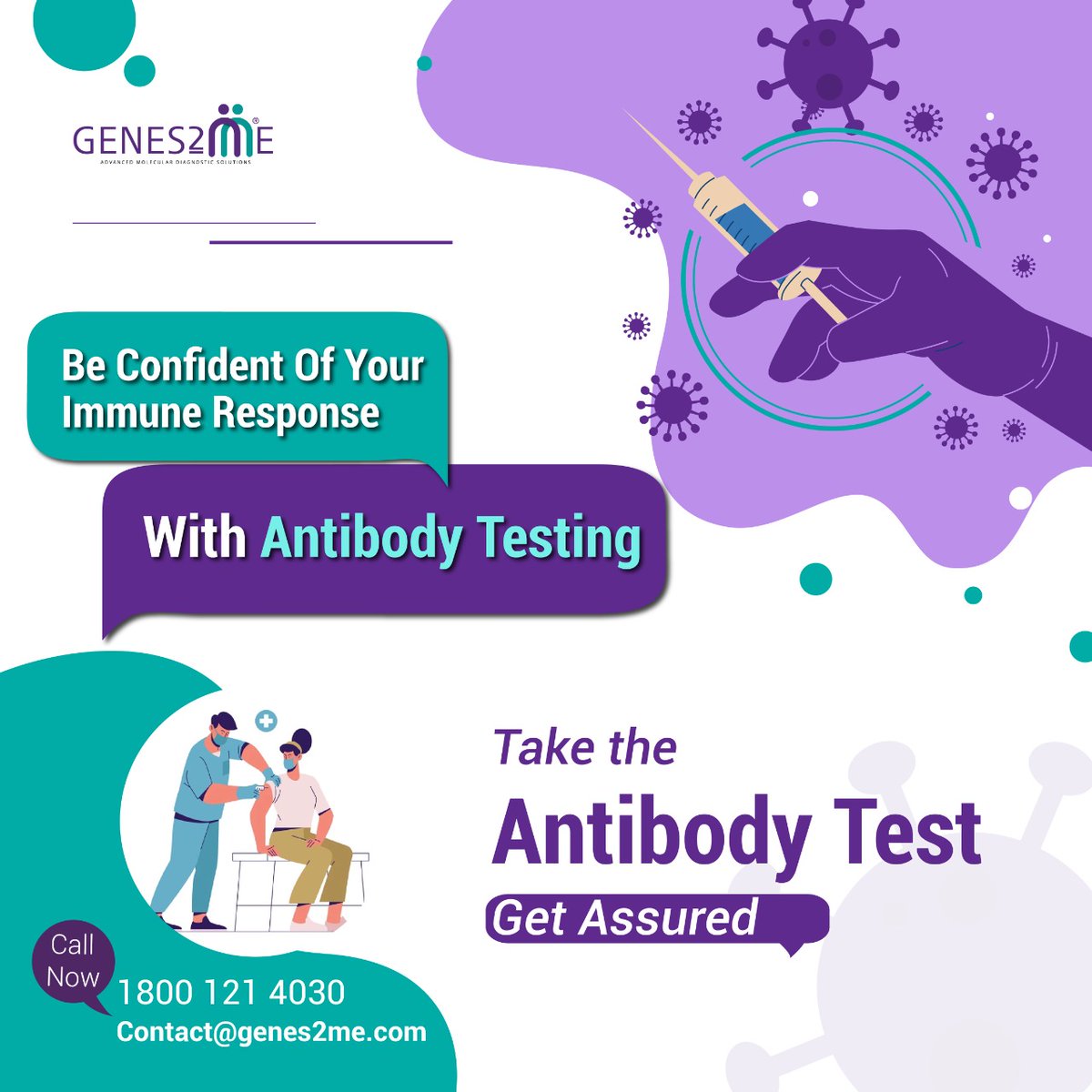 genes2me's tweet photo. Find out if the vaccine has responded effectively in your body. Take the Covid-19 antibody test now.
Call US on 18001214030
To know more visit. https://t.co/iEN4BJRbcs
#Safetestwithgenes2me #GeneticDisorders #Genetics #FitnessTest #WeightLossTest
Connect Today - #GENES2ME https://t.co/LHPPuZzl2m
