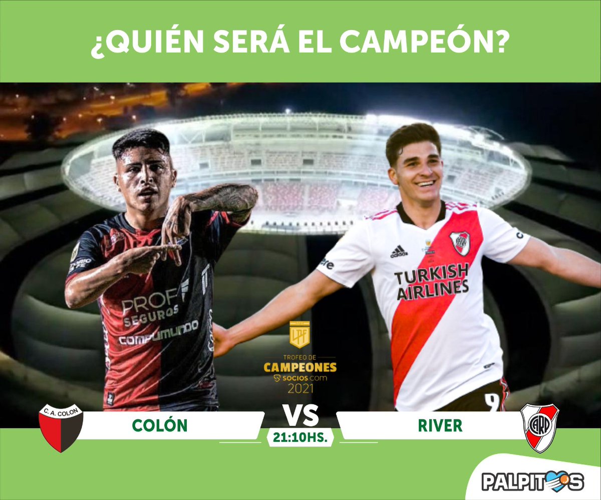 ¡Palpitá la final del #TrofeoDeCampeones 🏆🇦🇷! ¿#Colón o #River? ¿Quién será el campeón? ➡️ bit.ly/32fmXsZ Pedí saldo virtual de <a href="/palpitosok/">Pálpitos</a> llamando al 📞 0800-888-2464 | ☎️ 4312323