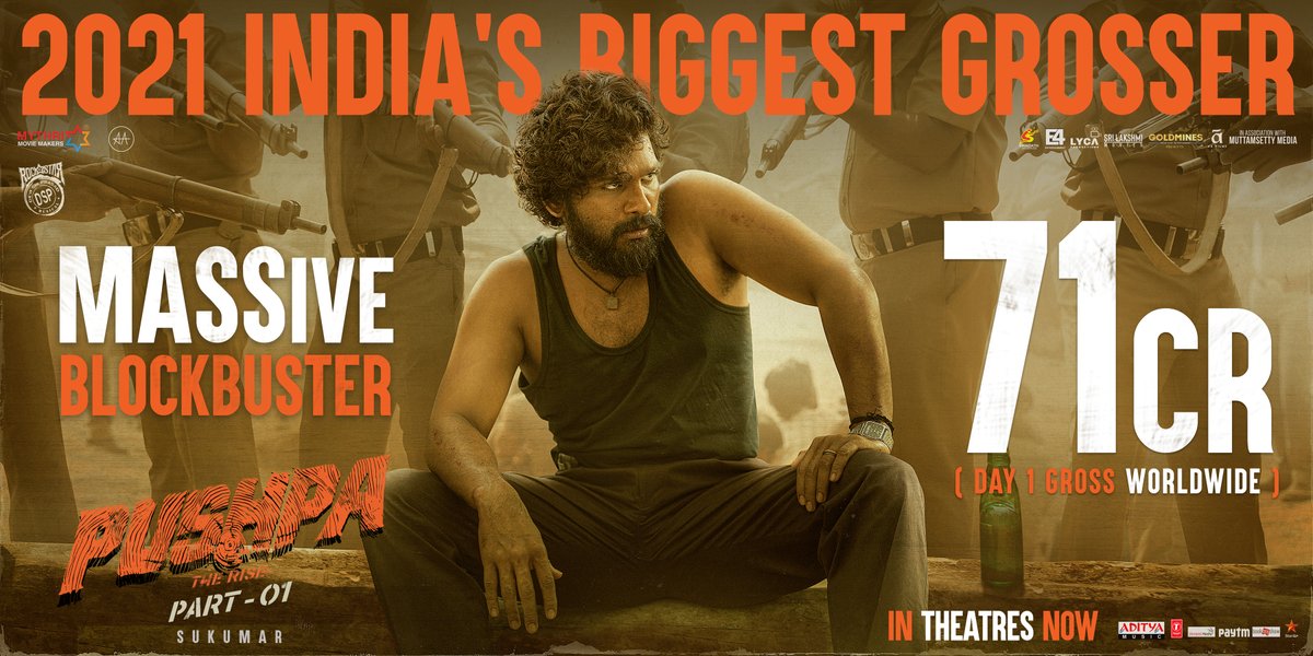 GTelefilms's tweet photo. 2021 INDIA'S BIGGEST DAY 1 GROSSER 🔥
#PushpaTheRise strikes big at the Box Office 💥💥
MASSive 71CR Gross Worldwide🤘
Book Your Tickets Now:
Book My Show: https://t.co/7HOZPbl8Im
Paytm: https://t.co/kltiafhghe
#JhukungaNahi
#PushpaBoxOfficeSensation https://t.co/TxF0zdnVSq