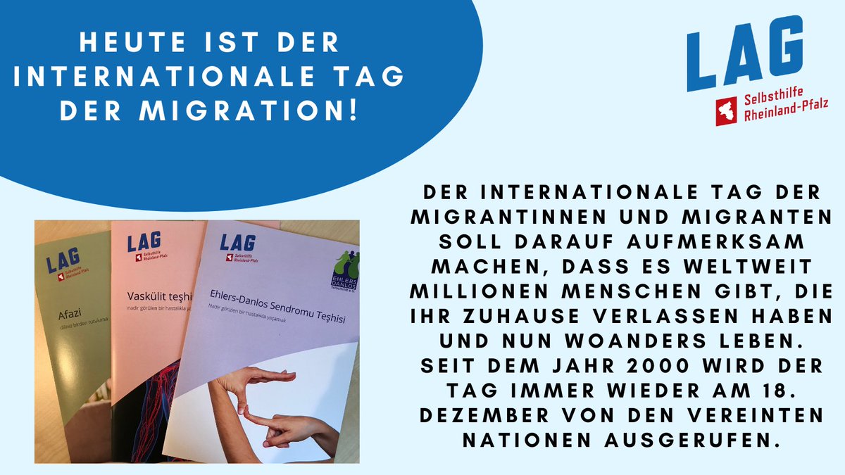 Heute am Internationalen Tag der #Migration wollen wir Euch unsere neuen Broschüren in türkischer Sprache vorstellen, die wir mit unseren Mitgliedsverbänden zusammen erstellt haben. Die Broschüren wurden vom BKK Landesverband Mitte finanziert. Link: lag-sb-rlp.de/projekte/migra…