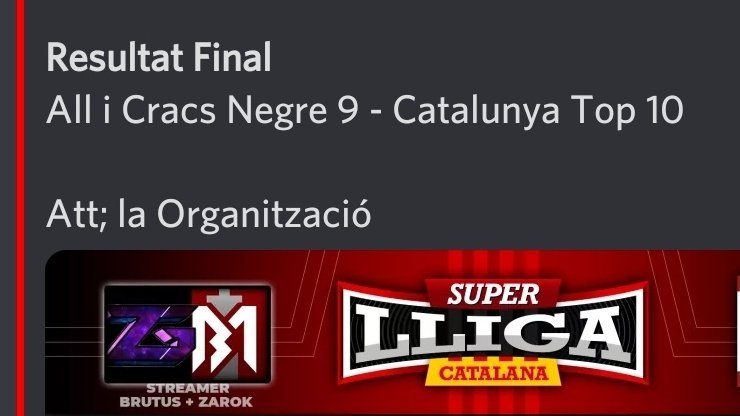 Tercera posició aconseguida a la SúperLliga <a href="/lligacatclash/">Lliga Catalana Clash</a> 

Amb ganes d'arribar més lluny a la propera 🤙🤙

Molta sort als finalistes q juguen demà 19 de desembre a partir de les 22:30h, no us perdeu 💪