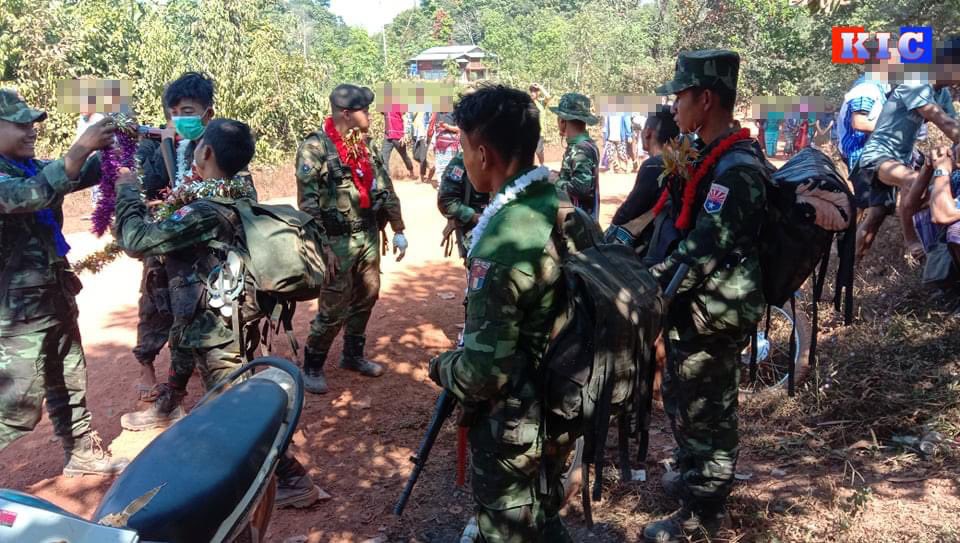 Victory parade from Bridge 1, Thaton area. Both #KNU and #PDF soldiers were honored after returning from battlefield.