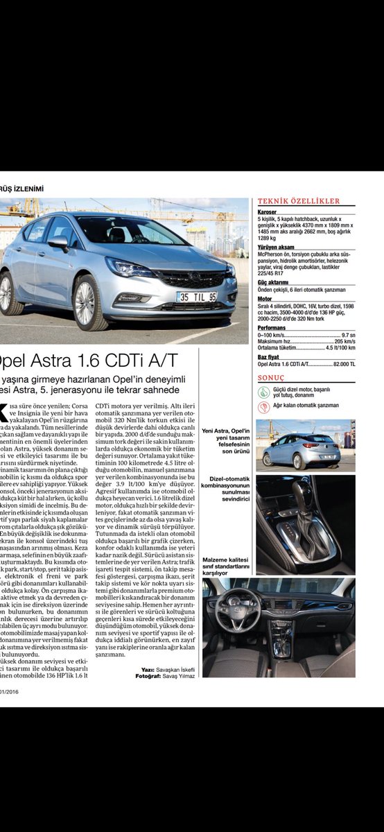 vdemirkusak's tweet photo. Çok uzağa da gitmeye gerek yok. 2016 Ocak Opel Astra fiyatı #automotorsport dergimizden. 82.000 TL’ymiş https://t.co/kukrvs8ZPJ