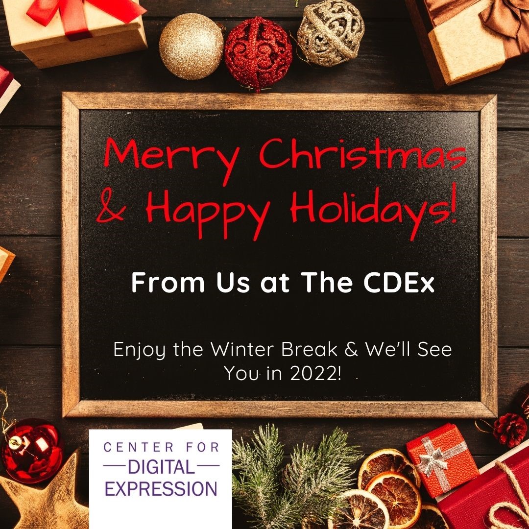 digital_tcu's tweet photo. Fall 2021 is in the books! Thanks for joining us for #Just3Things, #FunCodingFridays, for scheduled or drop-in appointments, for class visits, & for all of our digital adventures this semester! The #tcucdex wishes you a safe & healthy holiday season! See you in 2022! https://t.co/zrou2zLsTb