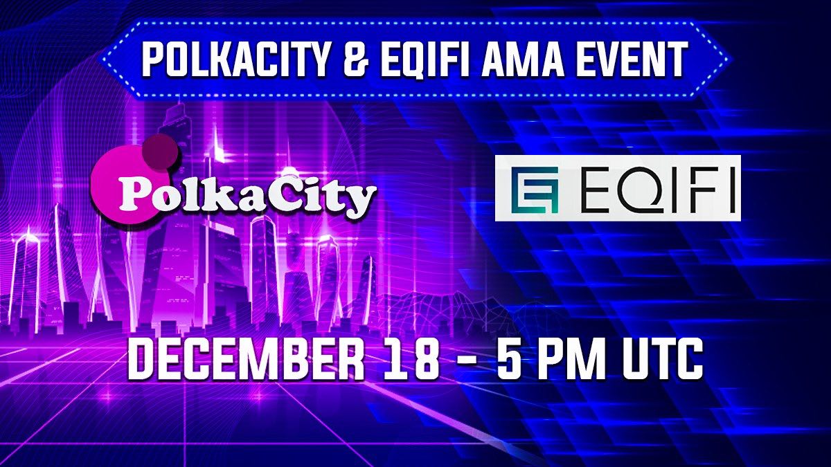 AMA ANNOUNCEMENT!

We will have EQIFI AMA in our Telegram chat group today at 5 PM UTC. 

Best question will get a free #NFT debit card! Prepare your question about @EQIFI_FINANCE

Location: t.me/Polkacity
Time: 18 December 5PM UTC

#Metaverse #NFTs