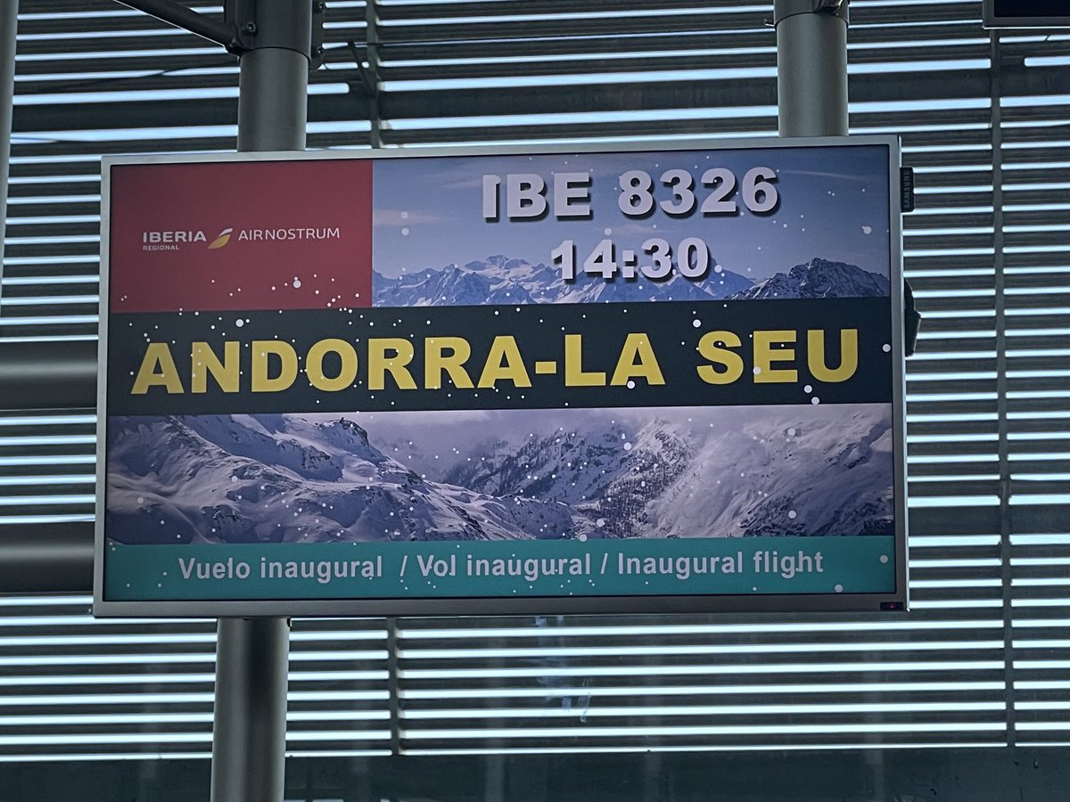 albertbatalla's tweet photo. Ahir va ser un dia important per al nostre territori perquè es va operar el primer vol comercial de línia regular a l’aeroport Andorra - #laSeu des de fa 37 anys. Aquesta línia amb Madrid - Barajas enllaça amb 81 destins més i, per tant, ens connecta millor al món.
Obro fil 🧵 https://t.co/IWJh7HcDI3