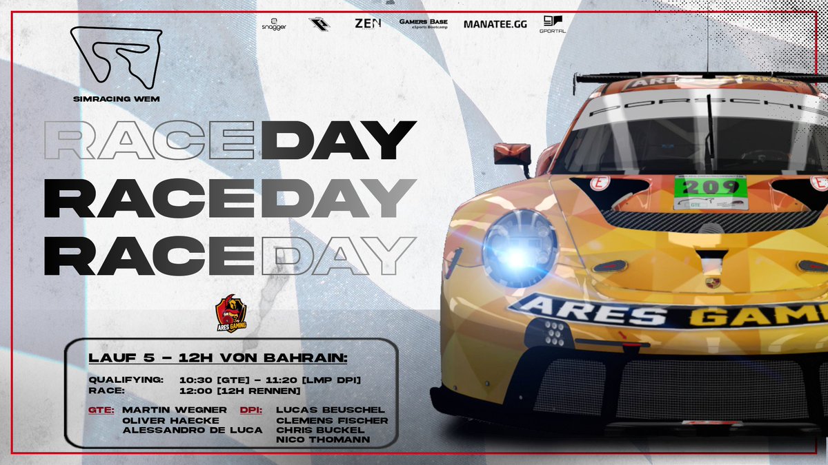 AresGamingDE's tweet photo. @CommunityRsrc 

Das letzte 12h-Rennen der #WEM findet in Bahrain 🇧🇭 statt.

Für unsere Teams um @Eisbaer_81 - @_Einfach_Oli - @adlx10_ [GTE] und @Legrerg - @der_Lemi - @BuckelChristian [DPI] gilt es bei den Außentemperaturen einen kühlen Kopf zu bewahren🤯

#AhuAres 🏎️ #AresArmy https://t.co/CJulYUosni
