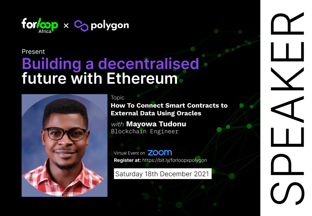 forloopAfrica's tweet photo. Mayowa Tudonu

He has worked with cryptocurrency exchanges, instrumenting blockchain tools to scale and support thousands of wallets, and also contributed to multiple projects in the DeFi space.

You can follow him - @m_a_y_o_w_a https://t.co/dPTBgJciMS