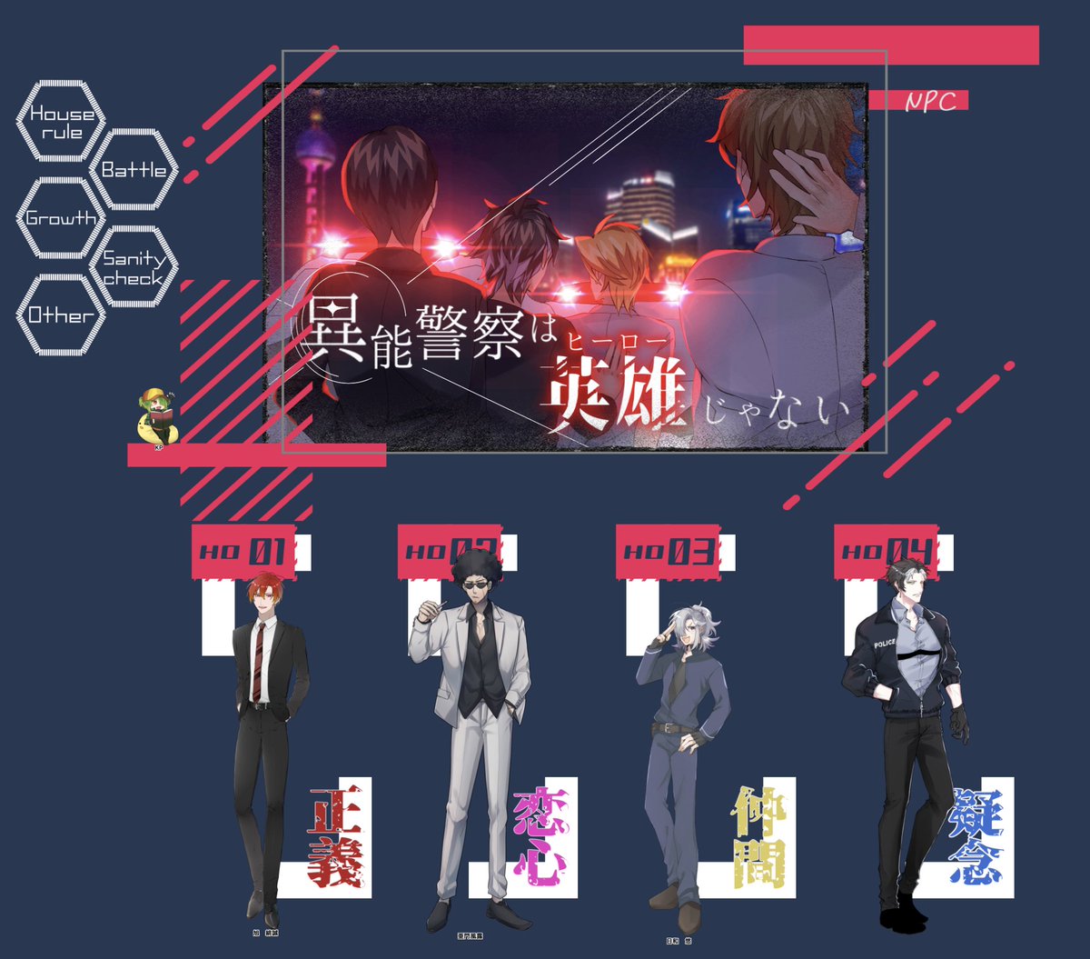 ついにはじまった〜!異能警察! 頑張りたい思いと同時に出目がやばいぞ😄🎶 ちいかわみたいになりつつ優勝狙ってくぜ! それにしても自陣身長差やばすぎ💮 