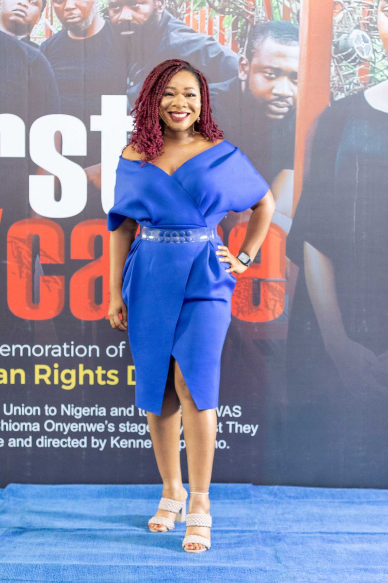 Raconteurprod's tweet photo. Moments with Chioma Onyenwe @Ch10ma, Creator of our recent stage play, FIRST THEY CAME, by @raconteurprod which held in Abuja at the National Center for Women Development for the Human Rights Day 2021. 
Many thanks to @EUinNigeria for making this play possible &amp; to all attendees. https://t.co/JKpQIaAqMF