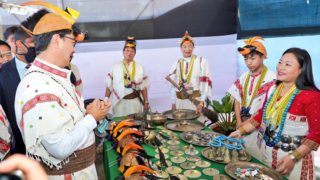 KirenRijiju's tweet photo. Interacted with artisans and cultural teams during the Golden Jubilee Celebration programme of Nyishi Baptist Church Council (NBCC) at Naharlagun in Arunachal Pradesh. https://t.co/3veHg3VaYn