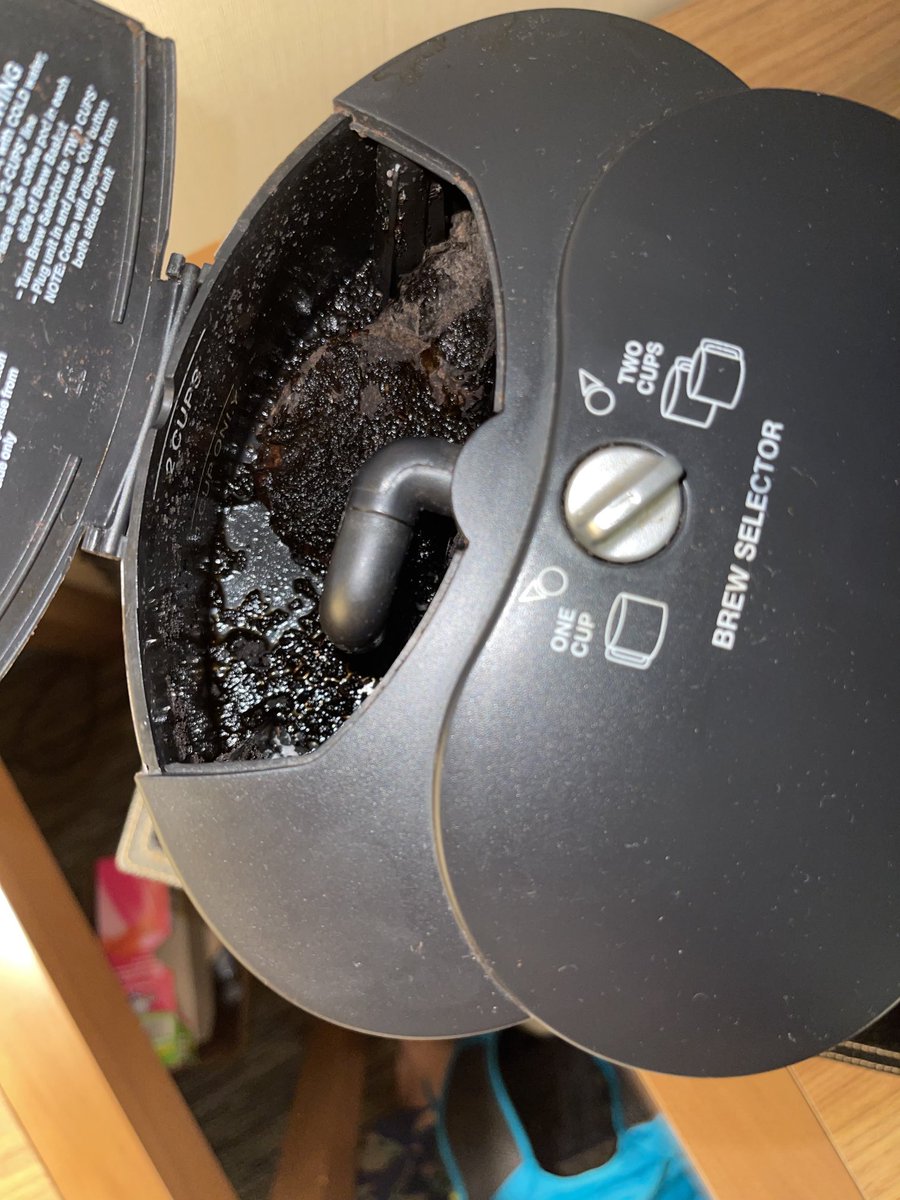 jasperapowell's tweet photo. So glad we stayed with ⁦@DoubleTree⁩ near ATL Airport. NOT! Between the mystery stains and whatever is in the coffee maker - won’t be back https://t.co/EPi77fTFHo