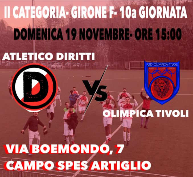 AtleticoDiritti's tweet photo. ⚽️👱‍♂️ Atletico Diritti - Olimpica Tivoli 
Domani, domenica 19 novembre, torniamo in campo e lo facciamo in casa nostra! Il fischio di inizio sarà alle 15:00 e ci vedrà contrapposti ai ragazzi de l'Olimpica Tivoli. 
Forza ragazzi!  
#Dirittiallavittoria ⚪️🔴 https://t.co/Rx095VLjyl