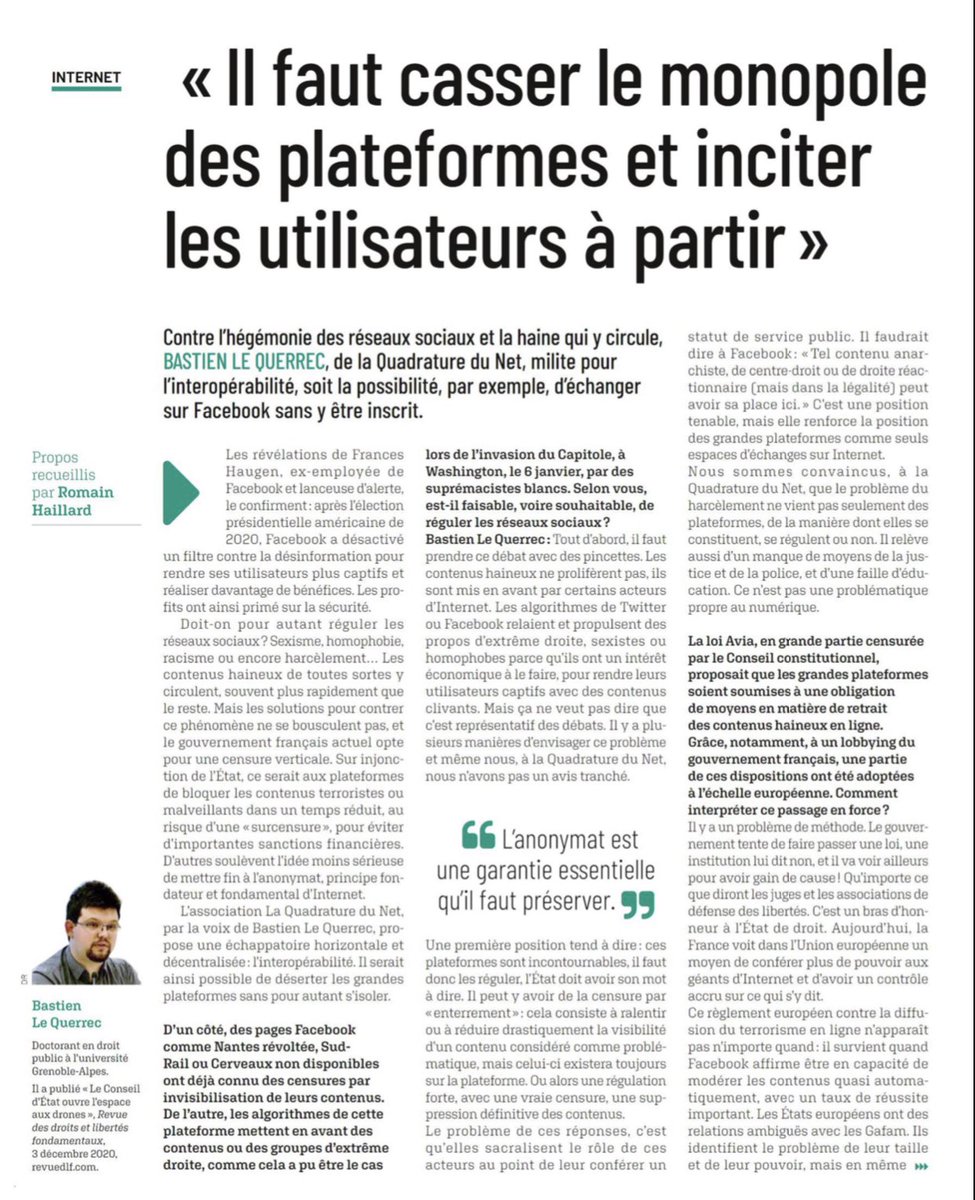 cybermodernite's tweet photo. Romain Haillard (@Renhaillard) : « il faut casser le monopole des plateformes et inciter les utilisateurs à partir »
#cybermodernité #plateforme #technologie #deepcurse #citation @laquadrature https://t.co/vWKXbFYLxE