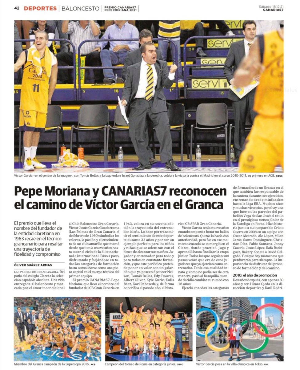 Oliveira7SA's tweet photo. La importancia de disfrutar del camino. El entrenador grancanario Víctor García (@vjgg80) recibirá el premio que lleva el nombre del fundador del CB Gran Canaria por una trayectoria de fidelidad  y compromiso. Orgullo del terruño. 
https://t.co/Ds5VWLDWX5 #UnoDeLosNuestros https://t.co/t9qMfwiX7X