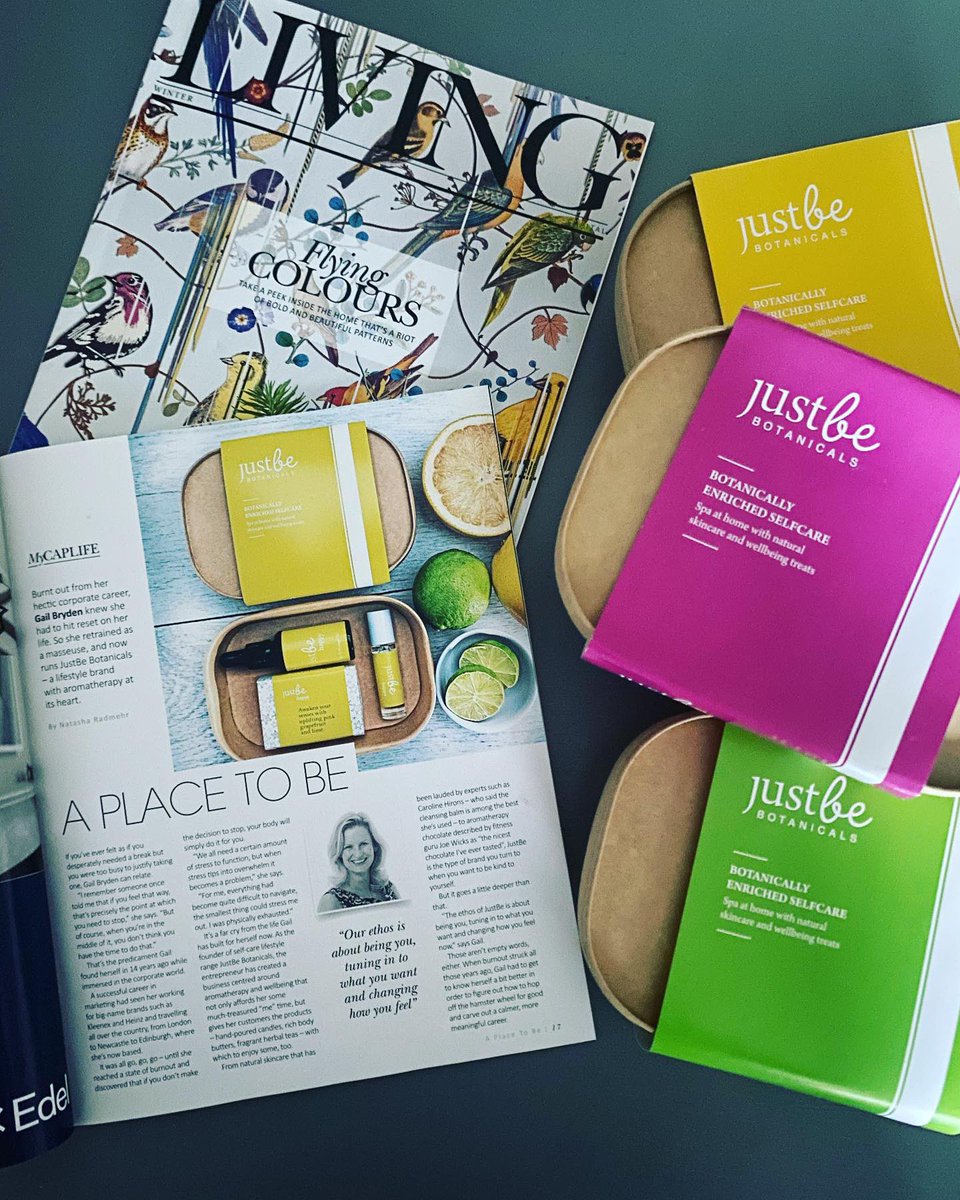 Thanks to <a href="/LivingMagGroup/">Living Magazine</a> for featuring JustBe Botanicals ‘From A to Be’ in their Winter edition 🌿 and a gentle reminder that today’s the last day for online Christmas orders 💌