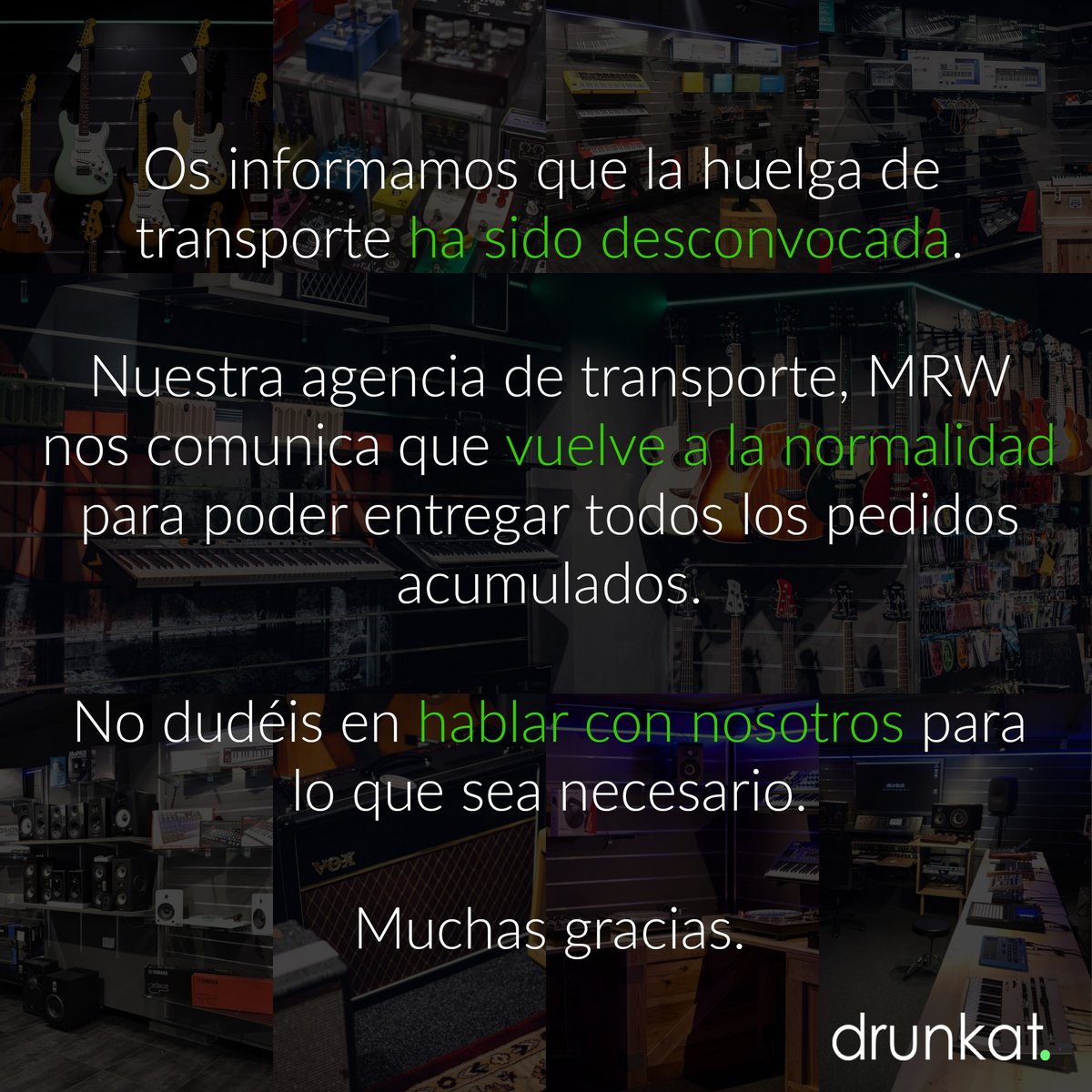 drunkatools's tweet image. Desconvocada la huelga de transportes. Nuestra agencia MRW nos confirma que retoma la normalidad para entregar los pedidos a tiempo. Gracias!