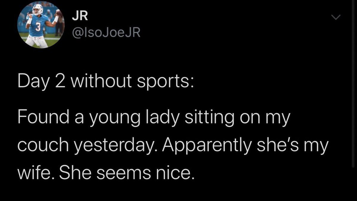 JimmyBetAU's tweet photo. Hope it doesn’t come to that again… These times were tougher than I expected!! 
#nosports #covid #keepthesports #idontknowmywife #sportsmemes https://t.co/jZarqK0Imz