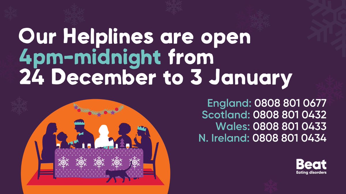 beatED's tweet photo. You are not alone this Christmas ❤️ Our helpline will be open from 4pm-midnight throughout the festive period. https://t.co/g1rpVL4KWf