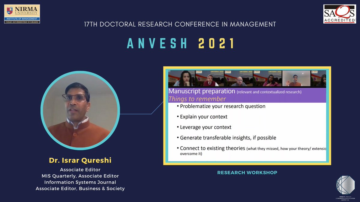 IMNUOfficial's tweet image. The research workshop ended with Dr. Qureshi sharing his valuable thoughts on various topics like Manuscript preparation, culture-based research work, and minute details of the research required for clear understanding.
#IMNULeads #IMNU #ANVESH