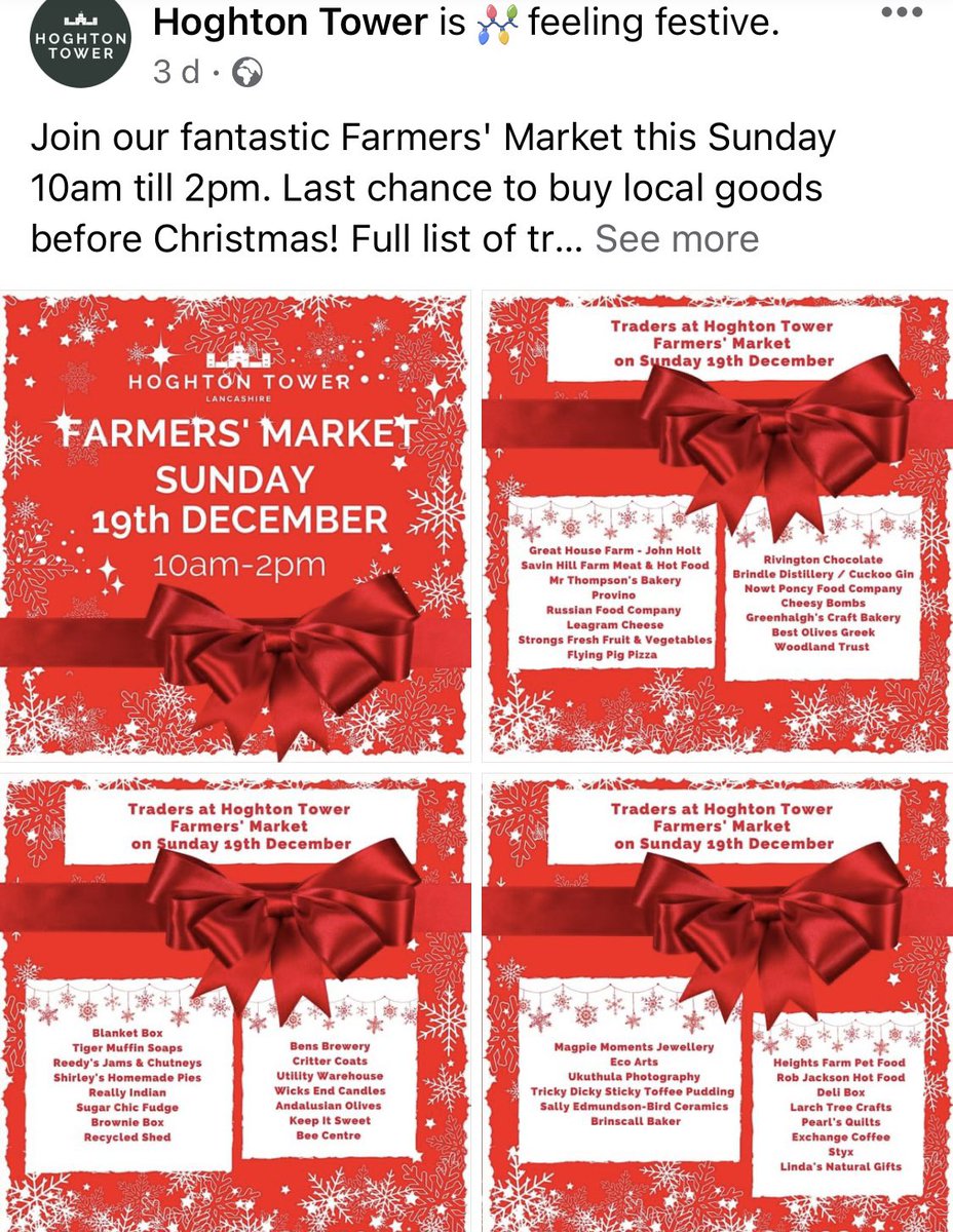 RivingtonChoco1's tweet photo. #lastmarketoftheyear for us tomorrow at @HoghtonTower, 10-2pm in the open barn.
Fresh #handmadechocolates #bars and #doubledipped honeycomb , come & see us ๐๐ซ https://t.co/903J0GrPih