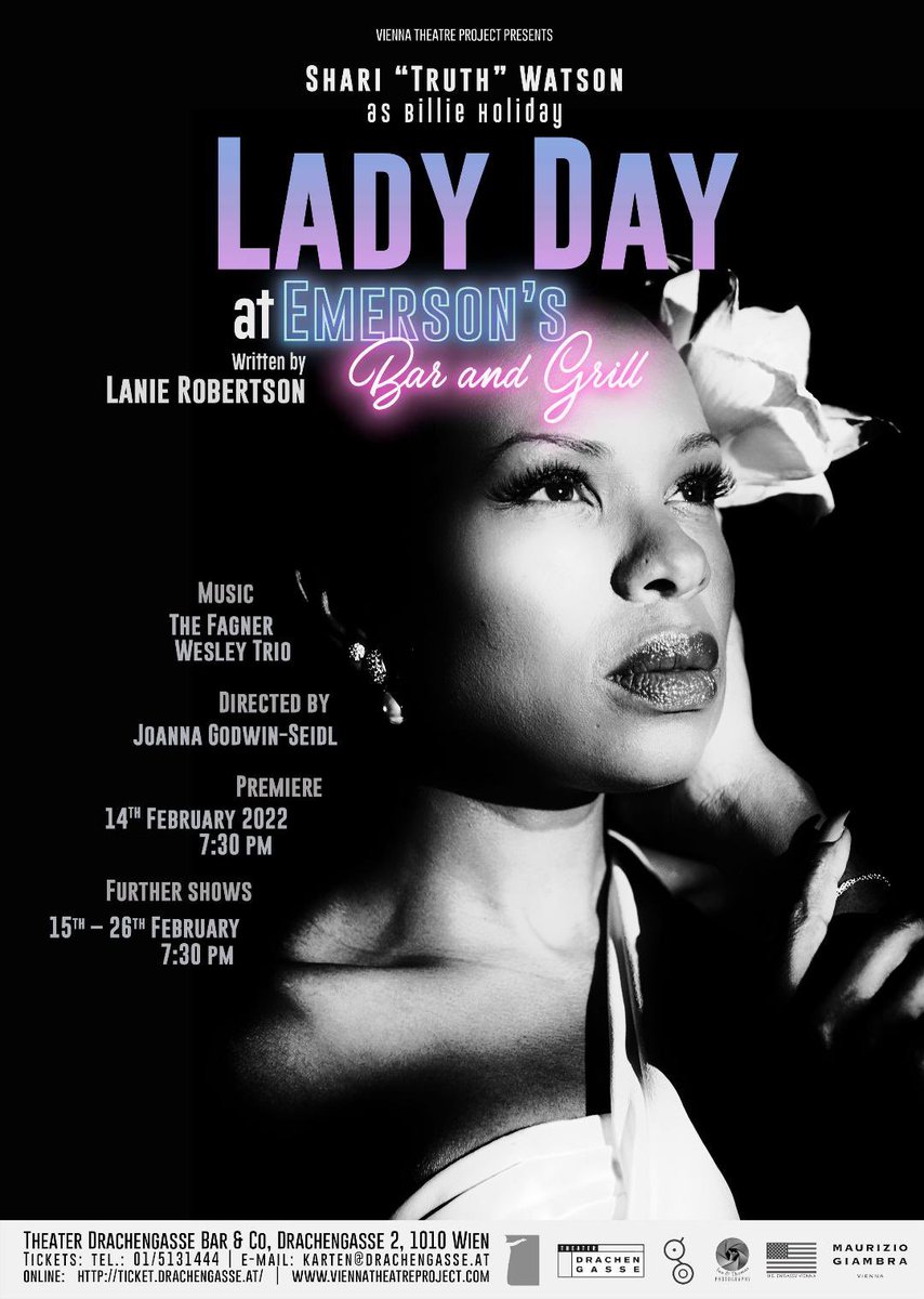 Poster GernotOttowitz photo Ine&amp;ThomasPhotography  #ladydayatemersonsbarandgrill with @truthhurtsworld  &amp; @fagnerwesley Trio. #Director <a href="/JoGods/">Joanna Godwin-Seidl</a> <a href="/usembvienna/">U.S. Embassy Vienna</a> @drachengasse #music #theatre #musical  #concert  #actor #awardwinner #strongblackwoman #blacklivesmatter #billieholiday