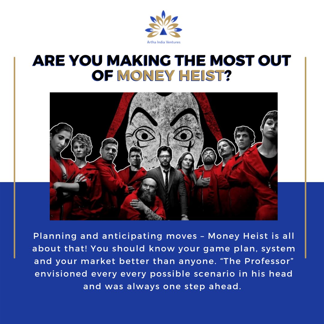 GroupArtha's tweet image. Here’s how La Casa De Papel will help you build your startup!
#managementlessons #startup #planning #entreprenership #entrepreneurmindset #startuplife #business #Mindset