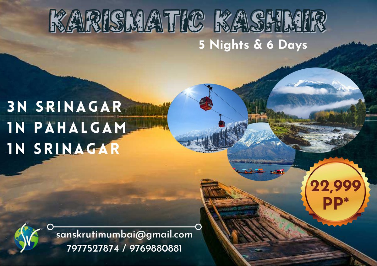 vacationbeyond's tweet photo. KARISMATIC KASHMIR!
- 5 nights &amp; 6days. https://t.co/IxJ5y3SwFw