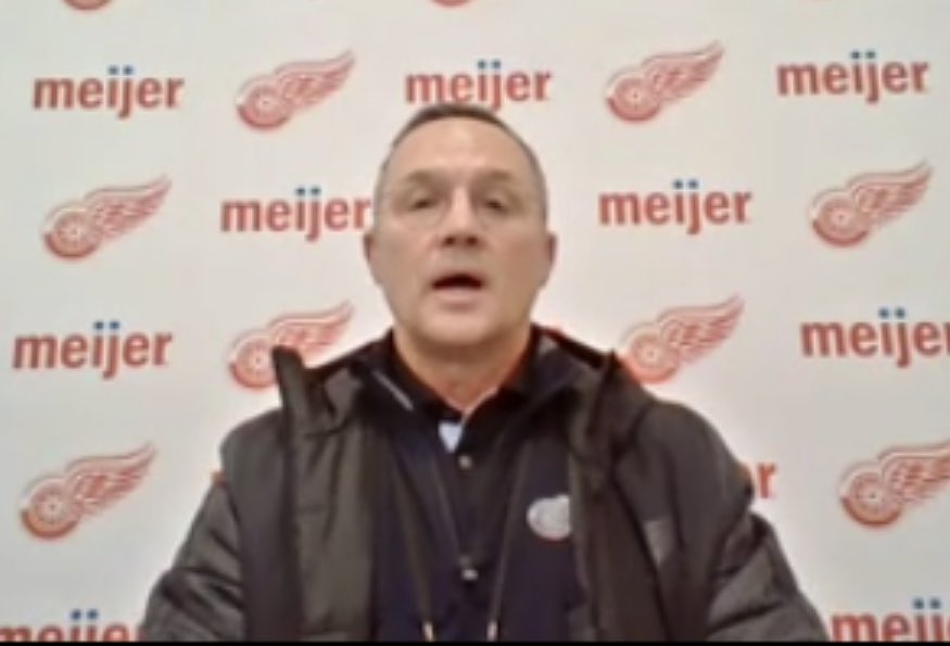 BradGalli's tweet photo. Red Wings GM Steve Yzerman is asking why the NHL is testing vaccinated players if they don’t have symptoms. 

He said most of the cases across the league are at worst a mild cold. https://t.co/vhwtrF3zCC