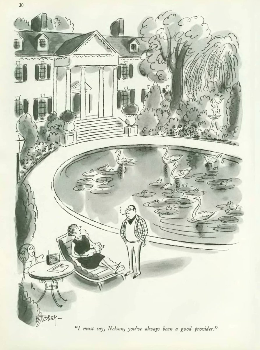 'I must say, Nelson, you've always been a good provider.'
Barney Tobey
The New Yorker, June 25, 1984
Blog Post No. 3800:  Good Provider Cartoons in The New Yorker attemptedbloggery.blogspot.com/2021/11/blog-p… #BarneyTobey #TheNewYorker