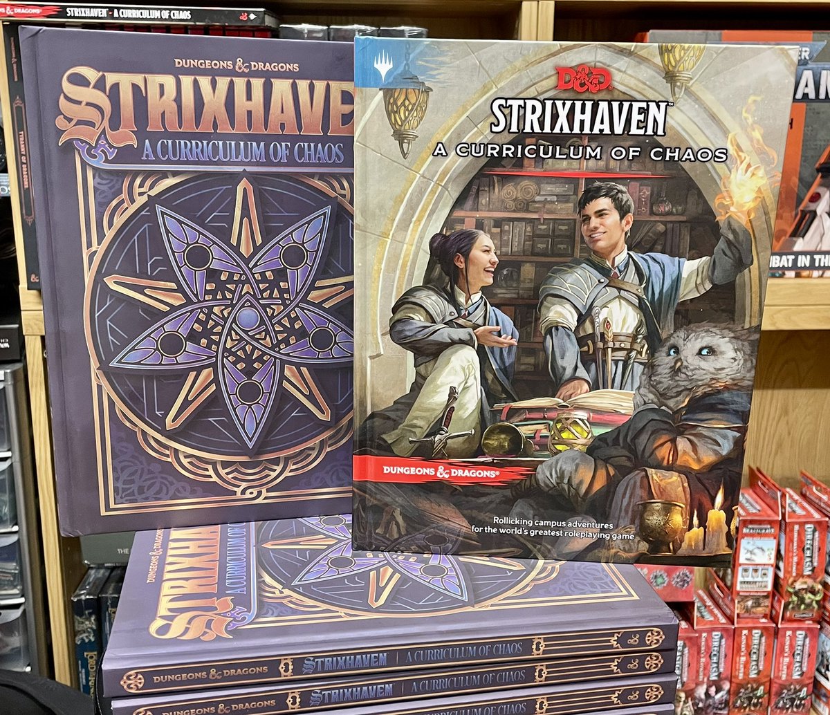 Strixhaven University awaits us, 4 adventures drawn from Magic the Gathering multiverse you can explore the campus paying through an Academic year, looking forward to playing this

#dnd #dnd5e #strixhaven #strixhavenschoolofmages #mtg #ttrpg #d20 #dicerolling #dungeonsanddragons