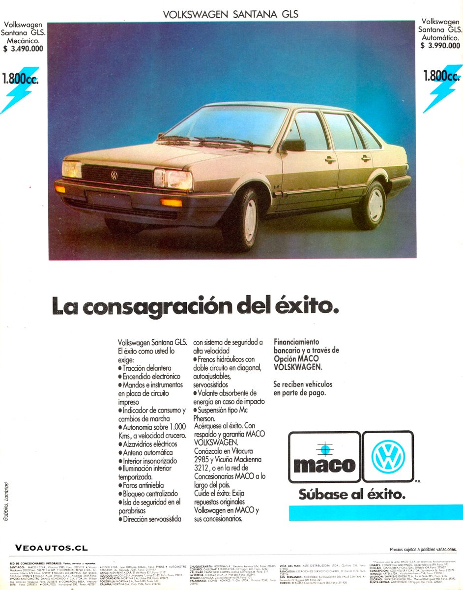 VeoAutos's tweet photo. Volkswagen Santana. Publicidad Chile junio 1988, año en el que se comercializan839 unidades sedán, 2 y 4 puertas.
+ Info Link https://t.co/oBINIbktI2
#vwsantana #volkswagensantana #vwquantum @vwbrasil @addict_car @thecarfactoids @YesterdaysDrive @RiveraNotario @publichilensis https://t.co/ZXtrYMbiNR