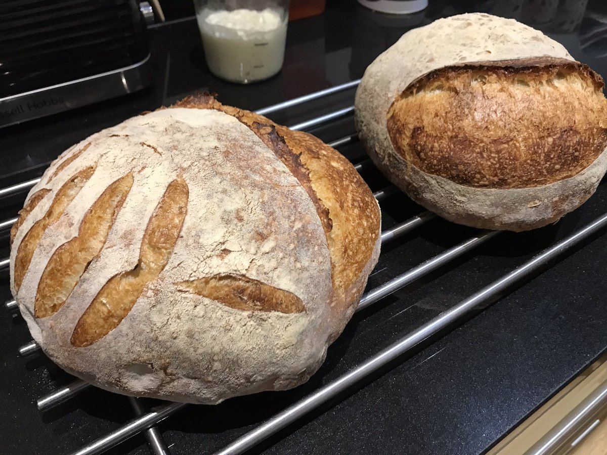 12FCH's tweet image. Believe Mrs M has mastered Sourdough - couple of beauty’s #sourdough @RichardBertinet #bakebread