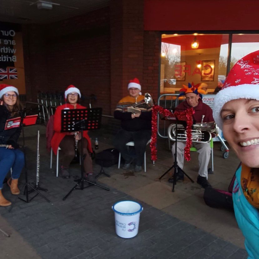 BDConcertBand's tweet photo. 🎵 Well done to the three groups out busking today helping to raise funds for Cancer Research UK,  thank you to Tesco Extra,  The Furlong and Hockey’s Farm Shop for having us.  Looking forward to the next one 🎵🎅🏼🎶🎄🎵 
@TescoExtra @FurlongCentre @HockeysFarmShop https://t.co/4HqVPmYRrm