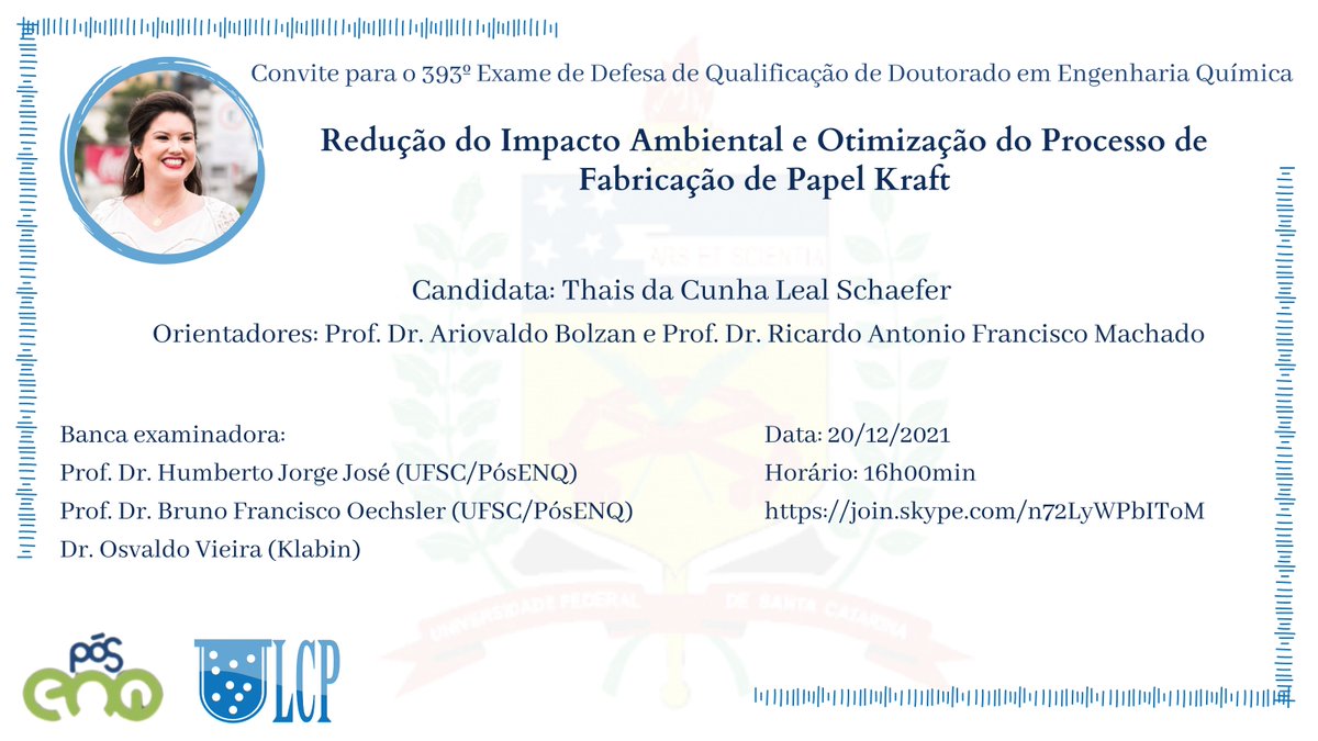 LCP_UFSC's tweet photo. O LCP torna público o convite para defesa de Exame de Qualificação de Tese de Doutorado da discente Thais da Cunha Leal Schaefer!

Bora ver e apoiar nossa pesquisadora?

Dia 10, às 14h00min

Link da sala virtual: https://t.co/nvHy772cLn https://t.co/OOxT44hXbC