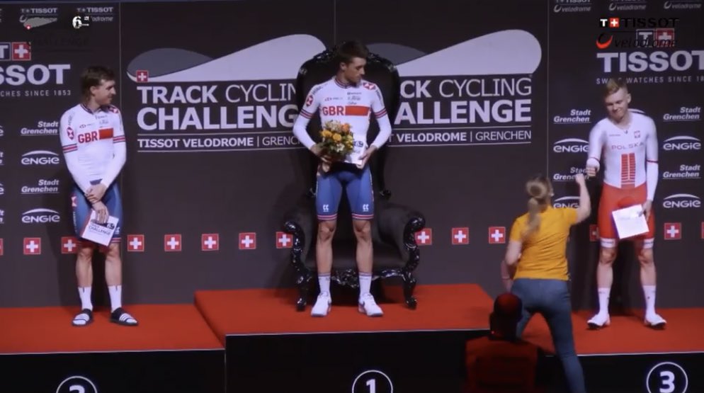 1. <a href="/EthanVernon22/">Ethan Vernon</a> 🤠
2. Oliver Wood 
3. <a href="/FProkopyszyn/">Filip</a> ♥️

#TrackCyclingChallenge🇨🇭