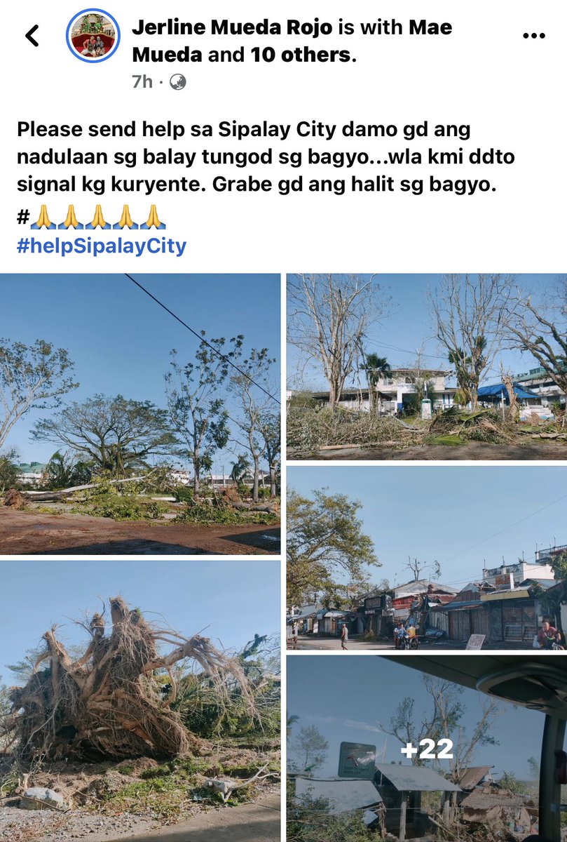 razllsn's tweet photo. SIPALAY CITY, NEGROS OCCIDENTAL ALSO NEEDS HELP😭  #OdettePH https://t.co/9aerw0hwSu