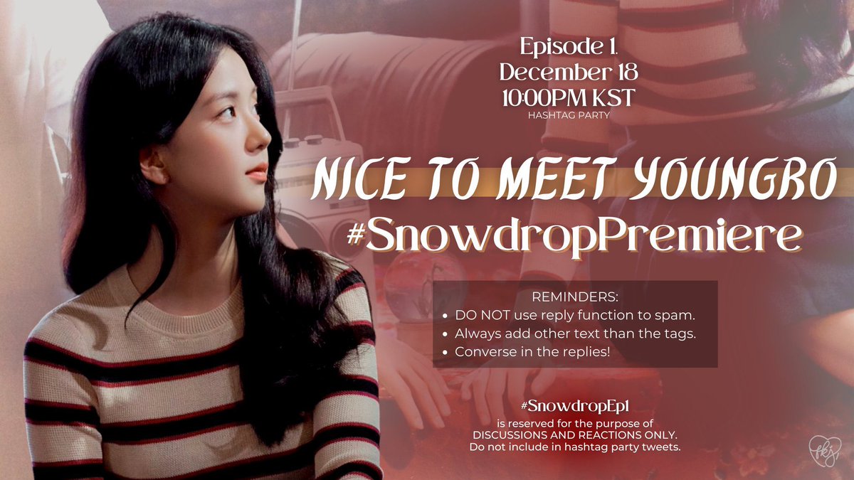 JisooRamyeonTH's tweet photo. 📣ประกาศ📣

คืนนี้ Snowdrop ออนแอร์ตอนแรกใช้แท๊กตามรูปด้านล่างนี้นะคะ

❄️เริ่มเทรนด์ : เวลา 20:00 น. (ไทย)

อีกแป๊บเดียวก็จะได้เห��นยองโร ได้เห็นจีซูในอีกหนึ่งบทบาทแล้วค่ะ พวกเรามาสนับสนุนและส่งกำลังใจให้��ี่ซูกันเยอะๆ นะคะ☺️🐰

#지수 #설강와 #블랙핑크 #JISOO #Snowdrop #BLACKPINK https://t.co/SNgnt6580B