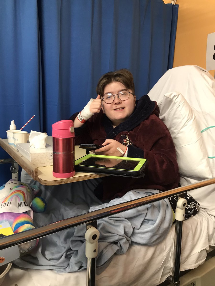 Danwhite1972's tweet photo. This is Emily recovering in an #NHS hospital this week after surgery

She’s smiling because she received the BEST care from the greatest people..the Nurses, surgeons, porters, play leaders

She has a disability, under #nhsprivatisation we would never afford her care

SAVE THE NHS https://t.co/QL8BpQRa5q