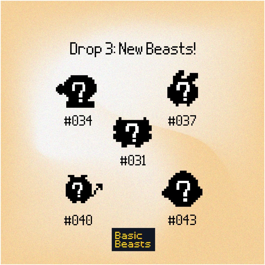 Basic Beasts Drop 3 is live!

5 New Beasts will be summoned from the drop! 👾

You can order packs now at basicbeasts.io

<a href="/flow_blockchain/">Flow.com</a> <a href="/flowverse_/">Flowverse 🌊 - Discover Flow Blockchain</a> <a href="/BloctoApp/">BloctoApp (🐚,🐚)</a> #onFlow