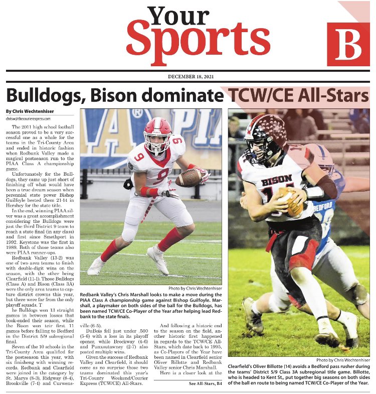 Tri-County Weekend/Courier Express All-Stars

<a href="/chriz_marshall/">Chris Marshall</a> Player of the Year

FIRST TEAM
@kolby55barrett  OL
<a href="/Joe_M22/">Joseph Mansfield</a> OL
Zeldon Fisher: LB
<a href="/AndersonQuese/">quese</a> DB

SECOND TEAM
<a href="/BainBryson/">Bryson Bain</a> QB
<a href="/CarsenRupp1/">Carsen Rupp</a> OL
Brandon Ross: DL
Boo Shreckengost: LB
<a href="/kahle_ashton/">Ashton Kahle</a> DB
<a href="/minich_tate/">Tate Minich</a> Punter