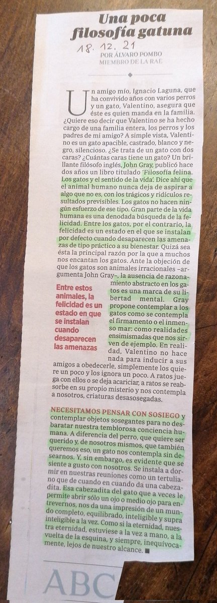 JorgeRiechmann's tweet photo. John Gray, vía Álvaro Pombo, sobre el desasosiego de los seres humanos (y los perros, en menos medida) y la serenidad de los gatos https://t.co/FZnfIRkkMf