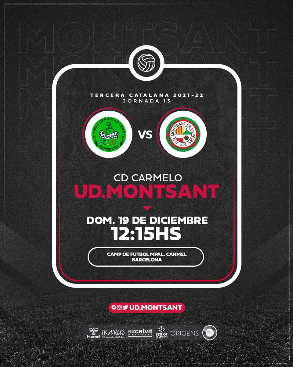 udmontsant's tweet photo. ¡Último partido del año! Visitamos a nuestros amigos del @CDCarmeloPrime1, que están de estreno en sus instalaciones. Disfruta de un domingo de sol y fútbol. #SentimientoMontsant #3cat11 #futbolcat #SomosBadalona #PromoSwipe https://t.co/0MelmY9IqG
