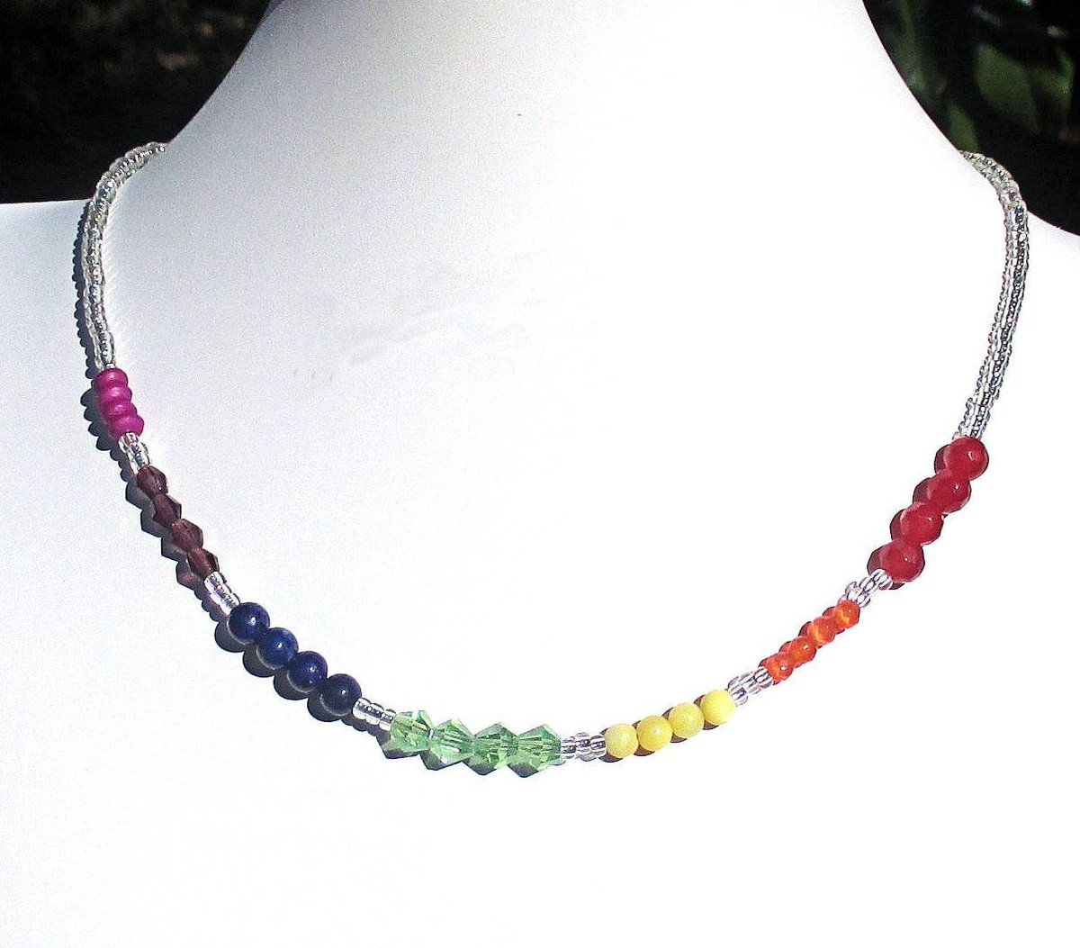 Chakra Colors Necklace with Agate, Lapis, and Jade, 16-18 in. Handcrafted. Free USA shipping.

etsy.me/3e0Azee 

#jewelrybyscotti #chakranecklace