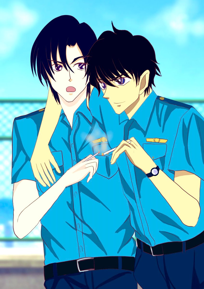 最近描いた萩原と松田と2年前に描いた萩原と松田🙃 #名探偵コナン