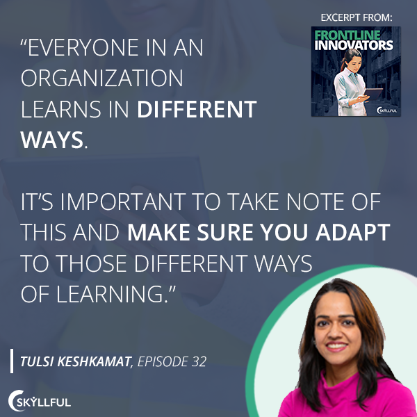 Skyllfulco's tweet photo. “Everyone in an organization learns in different ways. It’s important to take note of this and make sure you adapt to those different ways of learning.” - Tulsi Keshkamat with Eugene Signorini @FrntlineInnvate #changemanagement #leadership https://t.co/drcMvjC7fv
