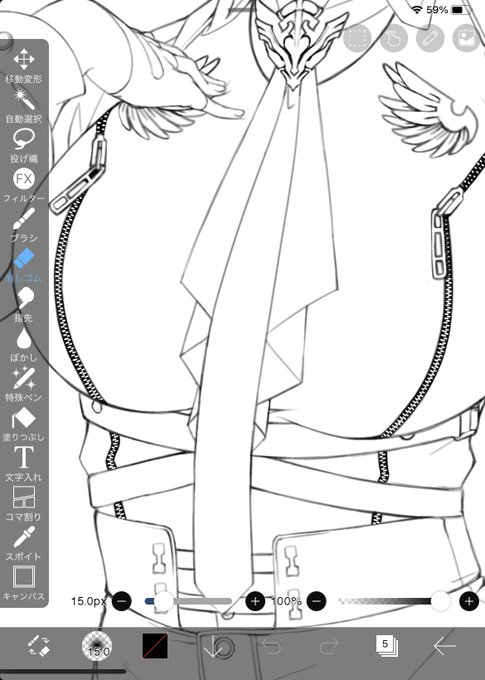 ファスナーがibisのペンではしっくり来なかったので、全部白で一本一本描いたぜー。
楽しかったぜー(笑) 