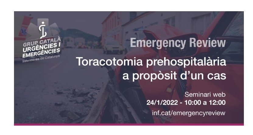 GrupEmergencies's tweet photo. Primera #EmergencyReview del 2022.
Repasarem #Traumatisme #Toràcic amb #toracotomia
#prehospitalaria amb
l’anàlisi d’un cas per part de la gran @SimoSusana i els aspectes legals de la mà del Chema Antequera, expert en dret sanitari.

Inscripcions 👇👇👇 https://t.co/0LpYcAZrvb https://t.co/GehFckAxvJ