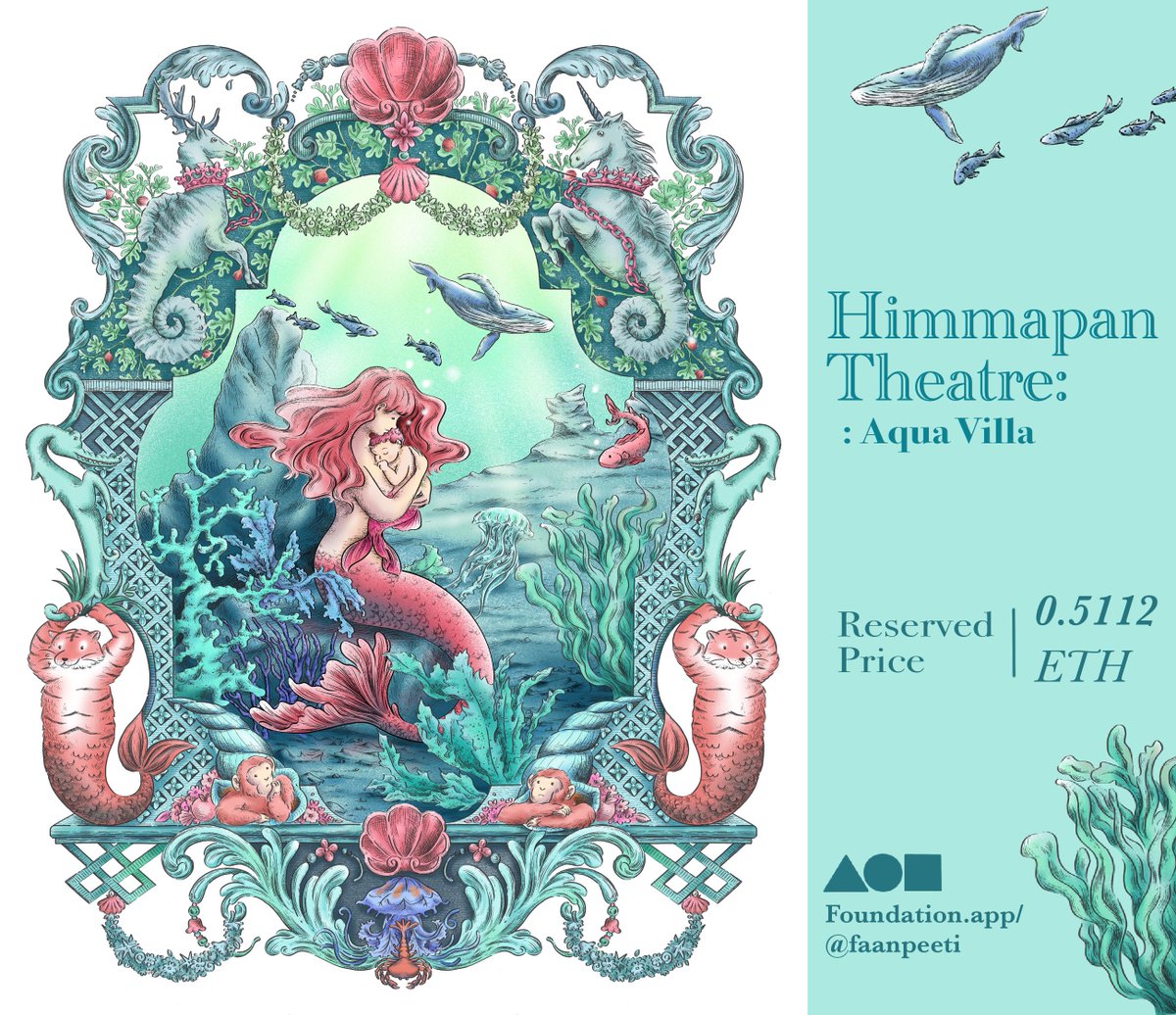 faanpeeti's tweet image. Far far away from the shore
Below the sun
Beneath the sea

There is a mysterious world hidden under the deep blue ocean.
Welcome to ‘Himmapan Theatre:Aqua Villa’.
&amp;gt;&amp;gt;foundation.app/@faanpeeti/~/1…
🌊🐳🧜‍♀️🦀🐚

#nftartist #nftcollector #nftcommunity