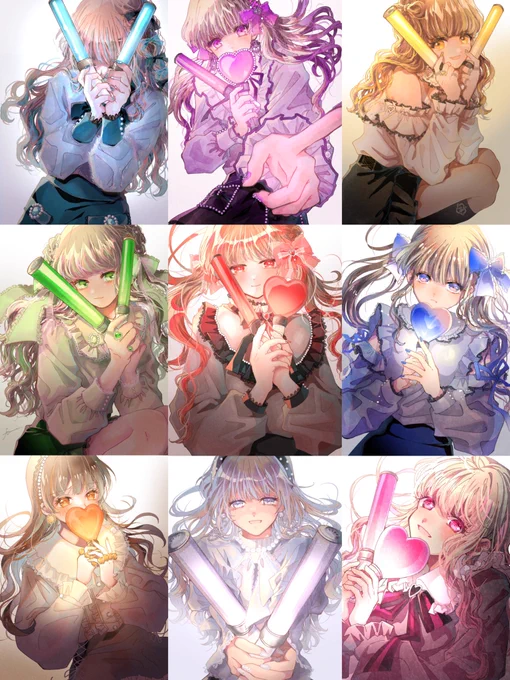 ペンライト♡オタク女子シリーズ(?)全9色 並べて見るとかなり可愛い!!!
オタクする上での想いを、光と影を意識しながらキラキラな形で閉じ込めました💋 